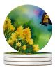 Kentucky Goldenrod in Watercolor Large Sandstone Coasters Pack of 4 Absorbent Round Coasters Decor Gifts for Men or Women, 4 in, Multicolor
