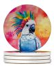 Hippie Animal Cockatoo Large Sandstone Coasters Pack of 4 Absorbent Round Coasters Decor Gifts for Men or Women, 4 in, Multicolor
