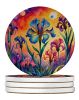Colorful Iris Large Sandstone Coasters Pack of 4 Absorbent Round Coasters Decor Gifts for Men or Women, 4 in, Multicolor