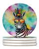 Hippie Animal Zebra Large Sandstone Coasters Pack of 4 Absorbent Round Coasters Decor Gifts for Men or Women, 4 in, Multicolor