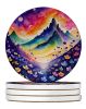 Colorful Violets Large Sandstone Coasters Pack of 4 Absorbent Round Coasters Decor Gifts for Men or Women, 4 in, Multicolor
