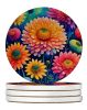 Colorful Chrysanthemums Large Sandstone Coasters Pack of 4 Absorbent Round Coasters Decor Gifts for Men or Women, 4 in, Multicolor