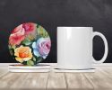 Roses in Watercolor Large Sandstone Coasters Pack of 4 Absorbent Round Coasters Decor Gifts for Men or Women, 4 in, Multicolor