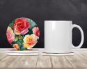 Oklahoma Roses in Watercolor Large Sandstone Coasters Pack of 4 Absorbent Round Coasters Decor Gifts for Men or Women, 4 in, Multicolor