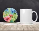 Alaska Forget-me-nots in Watercolor Large Sandstone Coasters Pack of 4 Absorbent Round Coasters Decor Gifts for Men or Women, 4 in, Multicolor