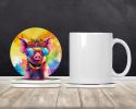 Hippie Animal Pig Large Sandstone Coasters Pack of 4 Absorbent Round Coasters Decor Gifts for Men or Women, 4 in, Multicolor