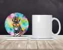Hippie Animal Zebra Large Sandstone Coasters Pack of 4 Absorbent Round Coasters Decor Gifts for Men or Women, 4 in, Multicolor