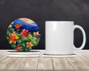 Colorado Rocky Mountain Columbine in Watercolor Large Sandstone Coasters Pack of 4 Absorbent Round Coasters Decor Gifts for Men or Women, 4 in