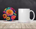Colorful Chrysanthemums Large Sandstone Coasters Pack of 4 Absorbent Round Coasters Decor Gifts for Men or Women, 4 in, Multicolor