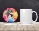 Hippie Animal Cockatoo Large Sandstone Coasters Pack of 4 Absorbent Round Coasters Decor Gifts for Men or Women, 4 in, Multicolor
