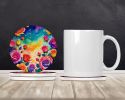 Colorful Roses Large Sandstone Coasters Pack of 4 Absorbent Round Coasters Decor Gifts for Men or Women, 4 in, Multicolor