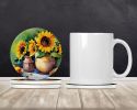 Sunflowers in Watercolor Large Sandstone Coasters Pack of 4 Absorbent Round Coasters Decor Gifts for Men or Women, 4 in, Multicolor