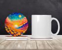 Colorful Marigolds Large Sandstone Coasters Pack of 4 Absorbent Round Coasters Decor Gifts for Men or Women, 4 in, Multicolor
